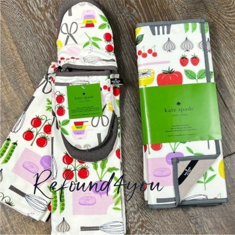 Kate Spade - ‘The Garden bundle’ Mitts/drying mats/ dish towels. NWT. Firm!